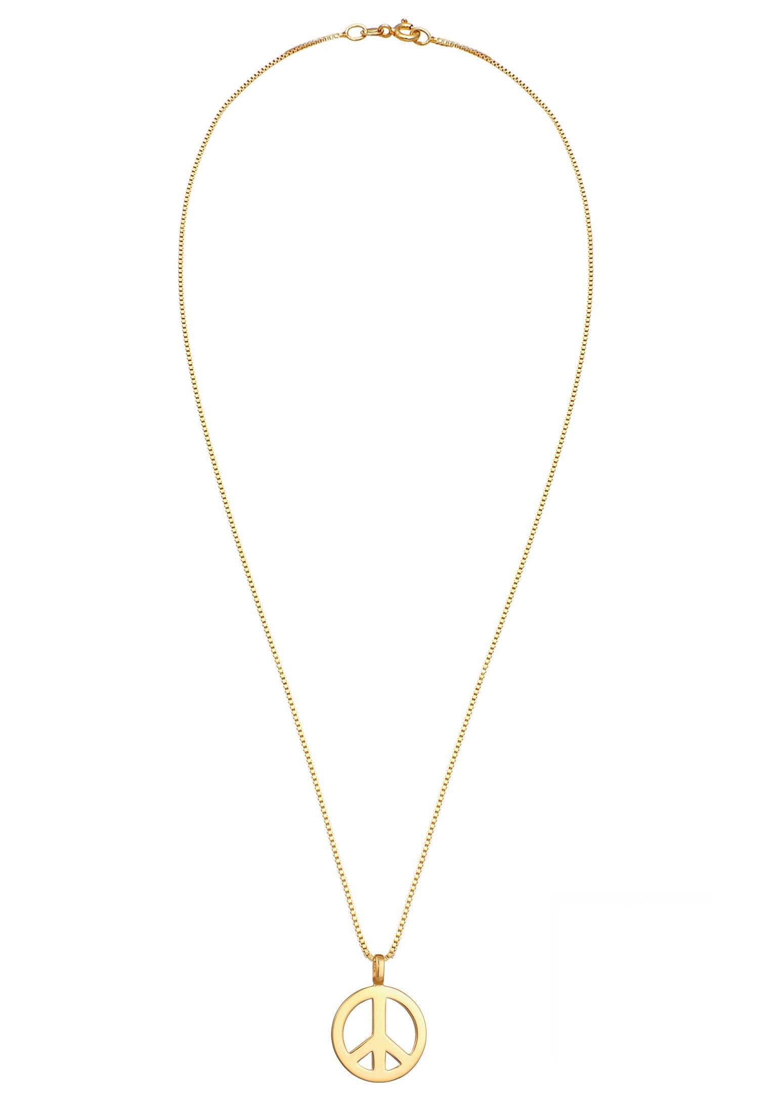Kuzzoi  Halskette  Peace Frieden Massiv 925 Silber Vergoldet 