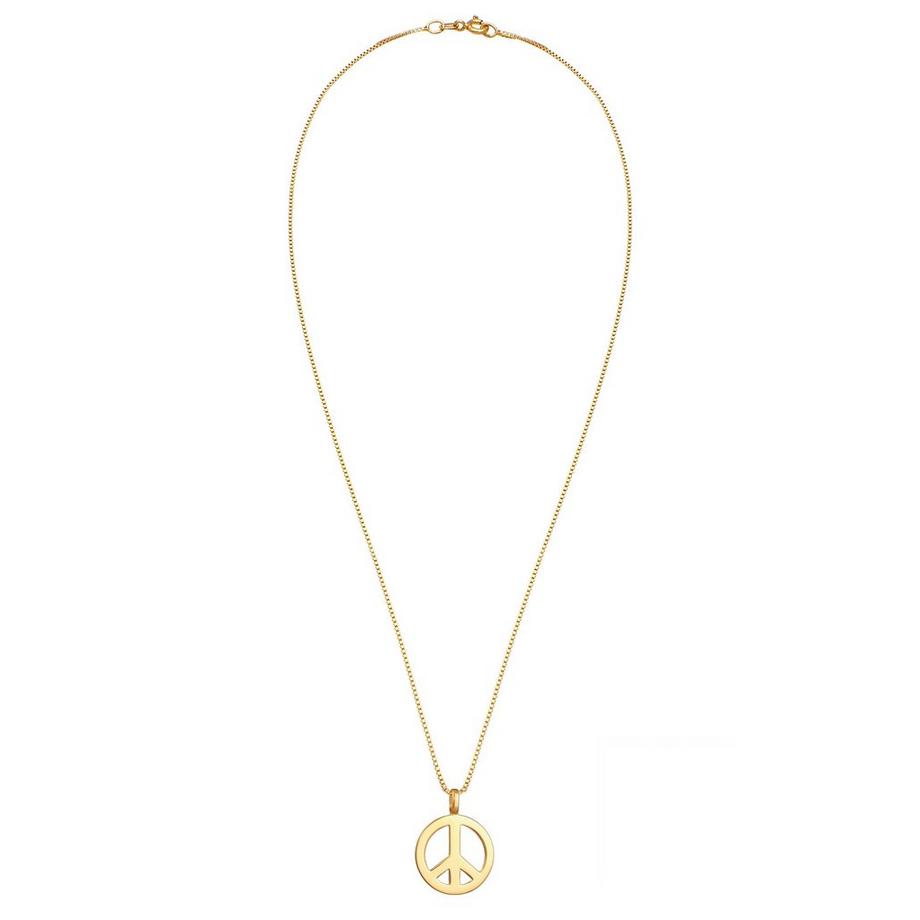 Kuzzoi  Halskette  Peace Frieden Massiv 925 Silber Vergoldet 