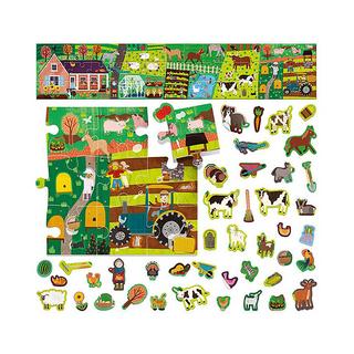 HEADU  Puzzle Bauernhofpuzzle mit wiederverwendbaren Aufklebern (45Teile) 