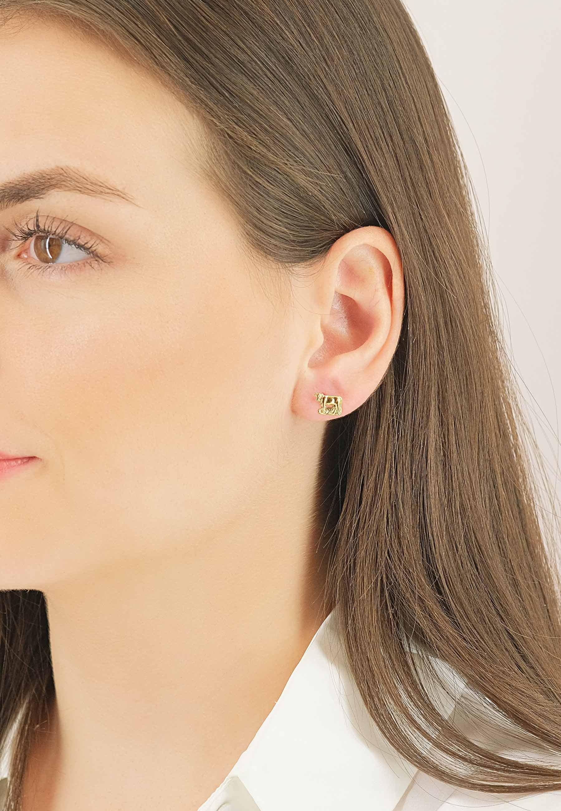 MUAU Schmuck  Ohrstecker Gelbgold 750, 7x11mm 