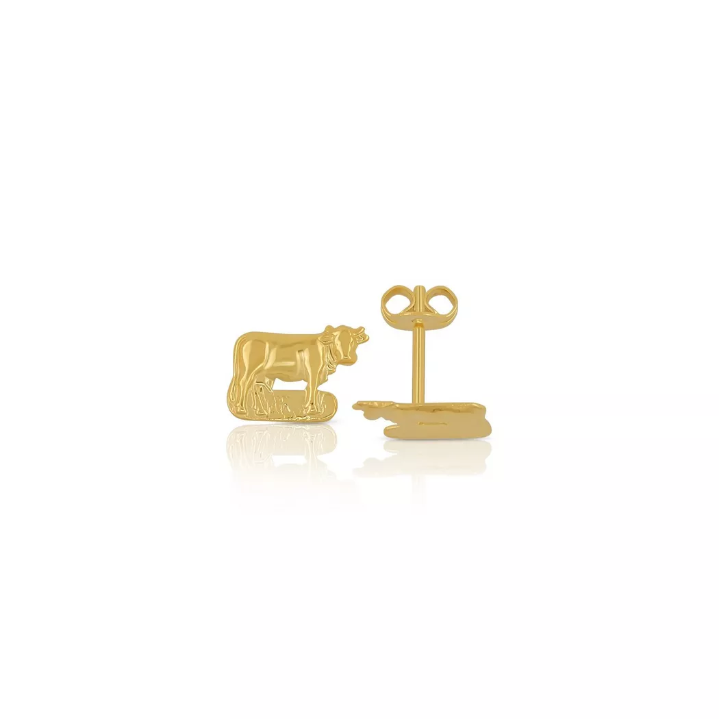 MUAU Schmuck - Ohrstecker Gelbgold 750, 7x11mm, One Size