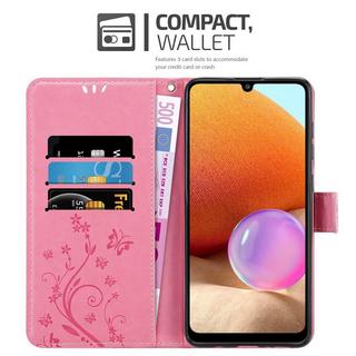 Cadorabo  Housse compatible avec Samsung Galaxy A32 4G - Coque de protection au design floral avec fermeture magnétique, fonction de support et emplacements pour cartes 