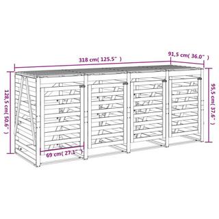 VidaXL copribidone quadruplo Legno di pino  
