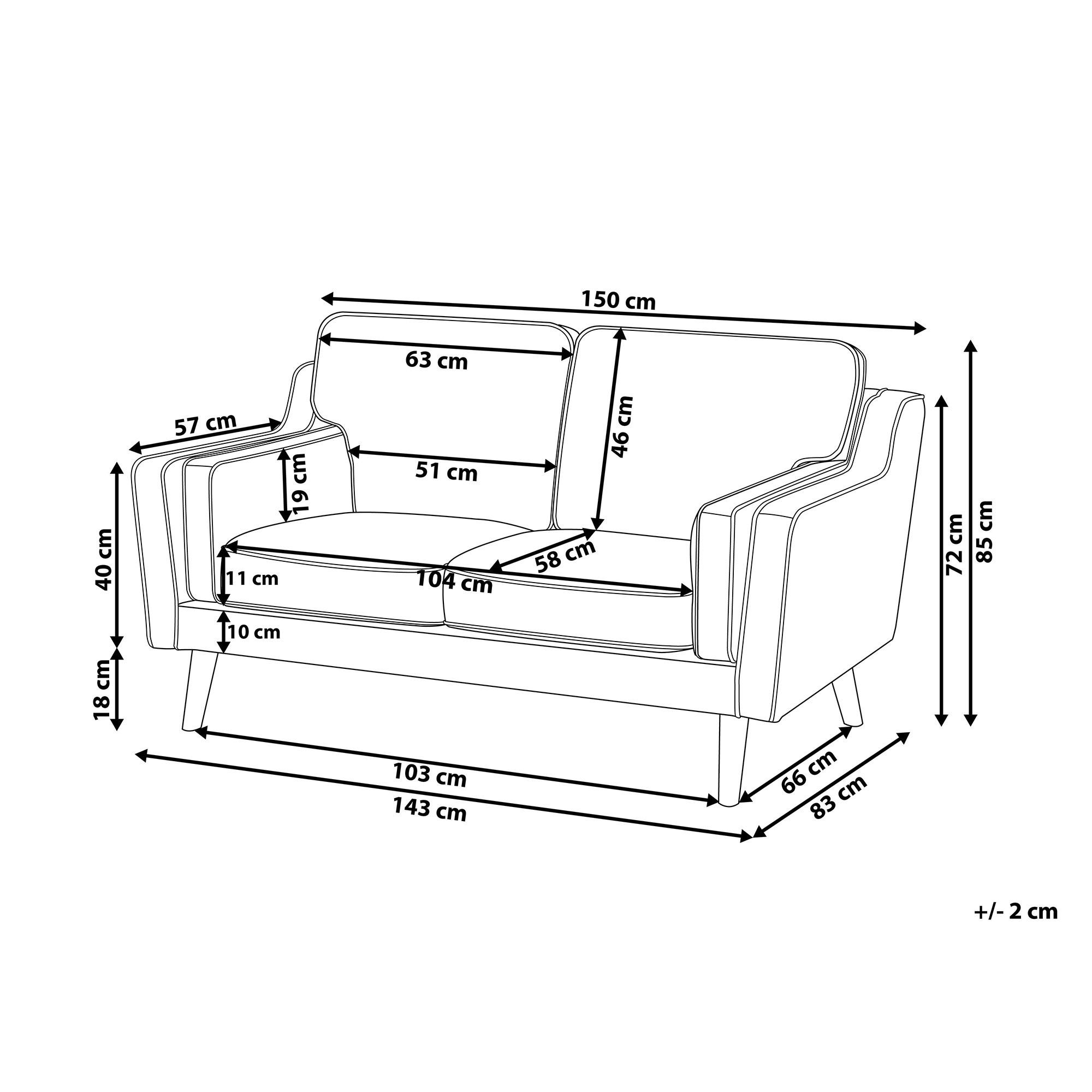 Beliani 2 Sitzer Sofa aus Samtstoff Modern LOKKA  