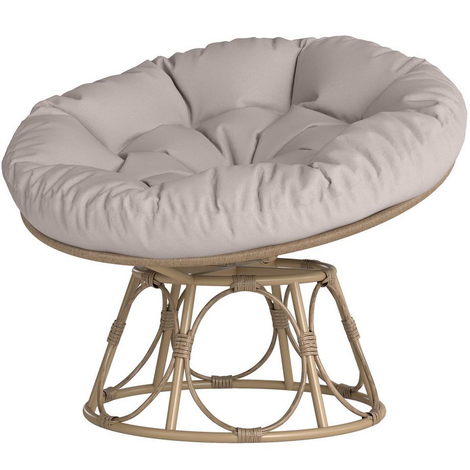 Northio Chaise Papasan en rotin, chaise rotative à 360° en osier avec coussin d'assise diamètre 120 cm, chaise ronde d'extérieur en rotin, chaise pivotante, chaise longue inclinable pour salon, jardin, balcon, gris clair Aosom  