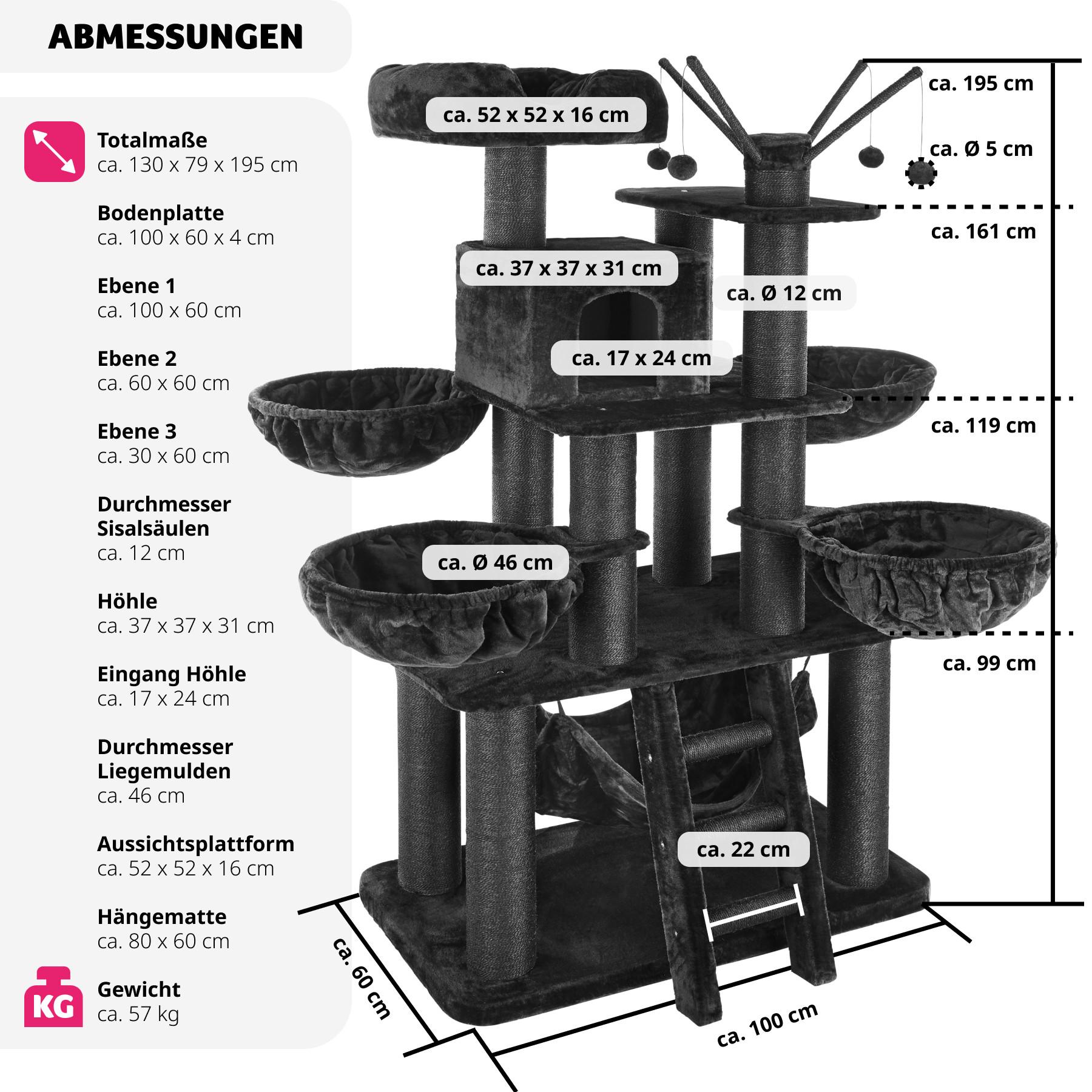 Tectake  Arbre à chat GISMO 195 cm 