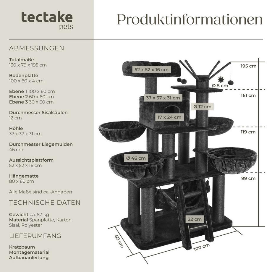 Tectake  Kratzbaum Gismo 195 cm Sisal 