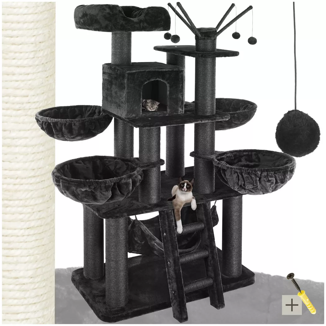 Tectake - Kratzbaum Gismo 195 cm Sisal, 130 cm, Charcoal Black