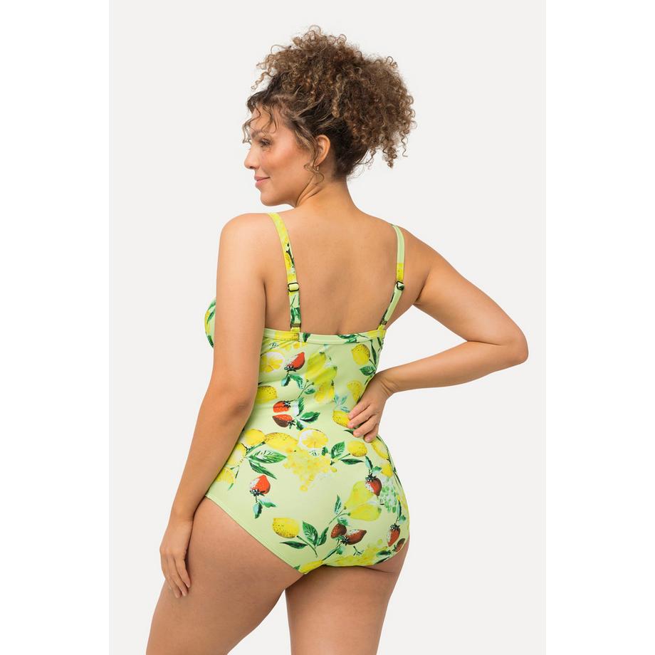 Ulla Popken Maillot de bain Imprimé Citrons Bonnets Souples Bretelles Réglables Recyclé  