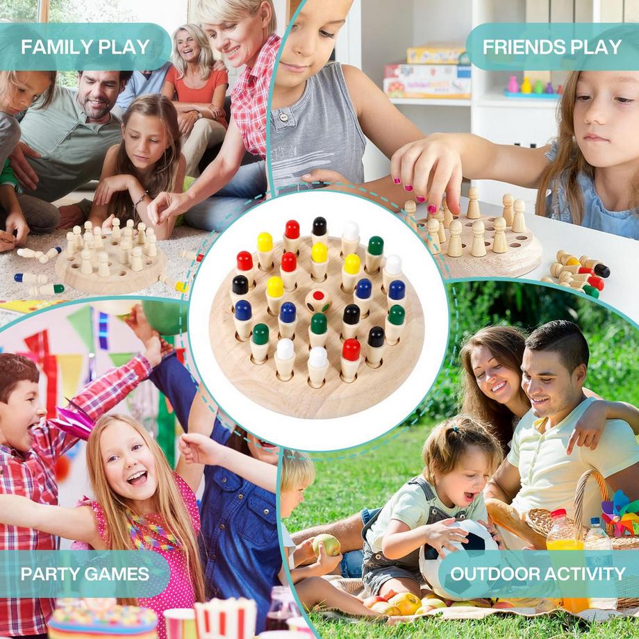 Activity-board  36 Stück Memory-Schach Lernspielzeug Spiele, Holzspiele Holzspielzeug 
