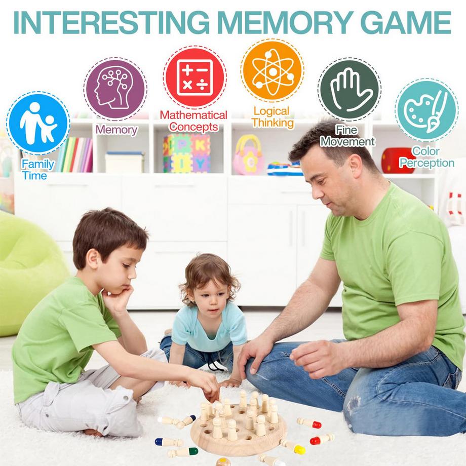 Activity-board  36 Stück Memory-Schach Lernspielzeug Spiele, Holzspiele Holzspielzeug 