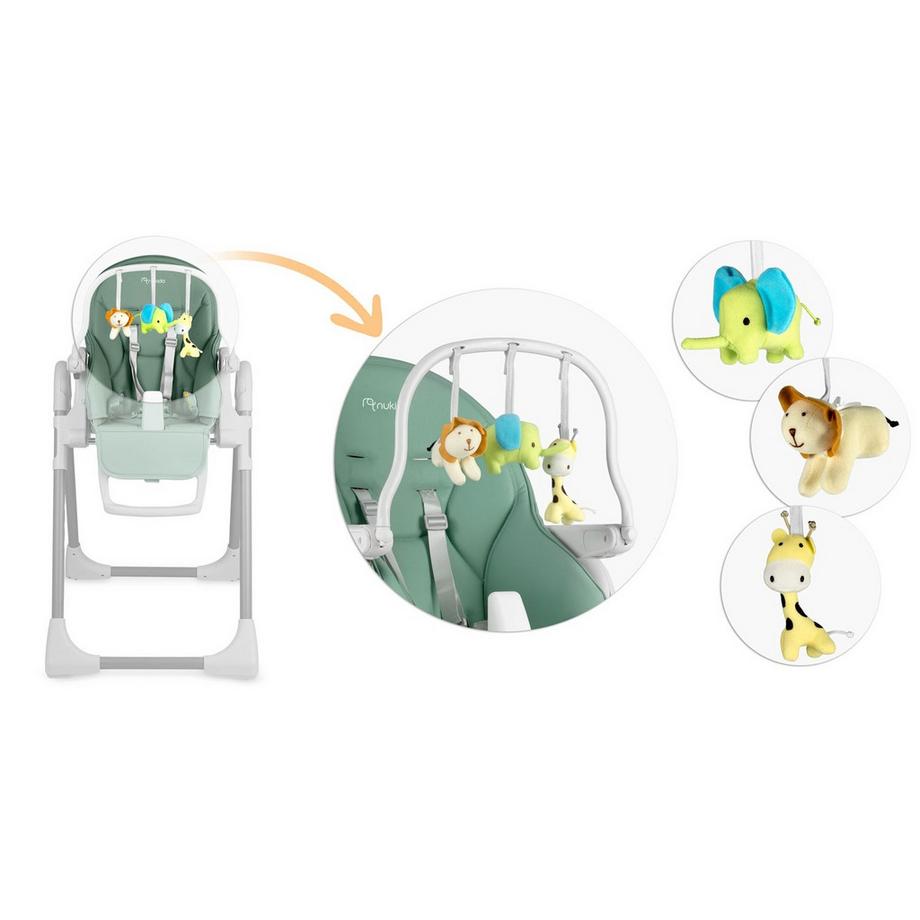 B2X  Chaise haute avec table, chaise longue Belo vert + arche jouet 