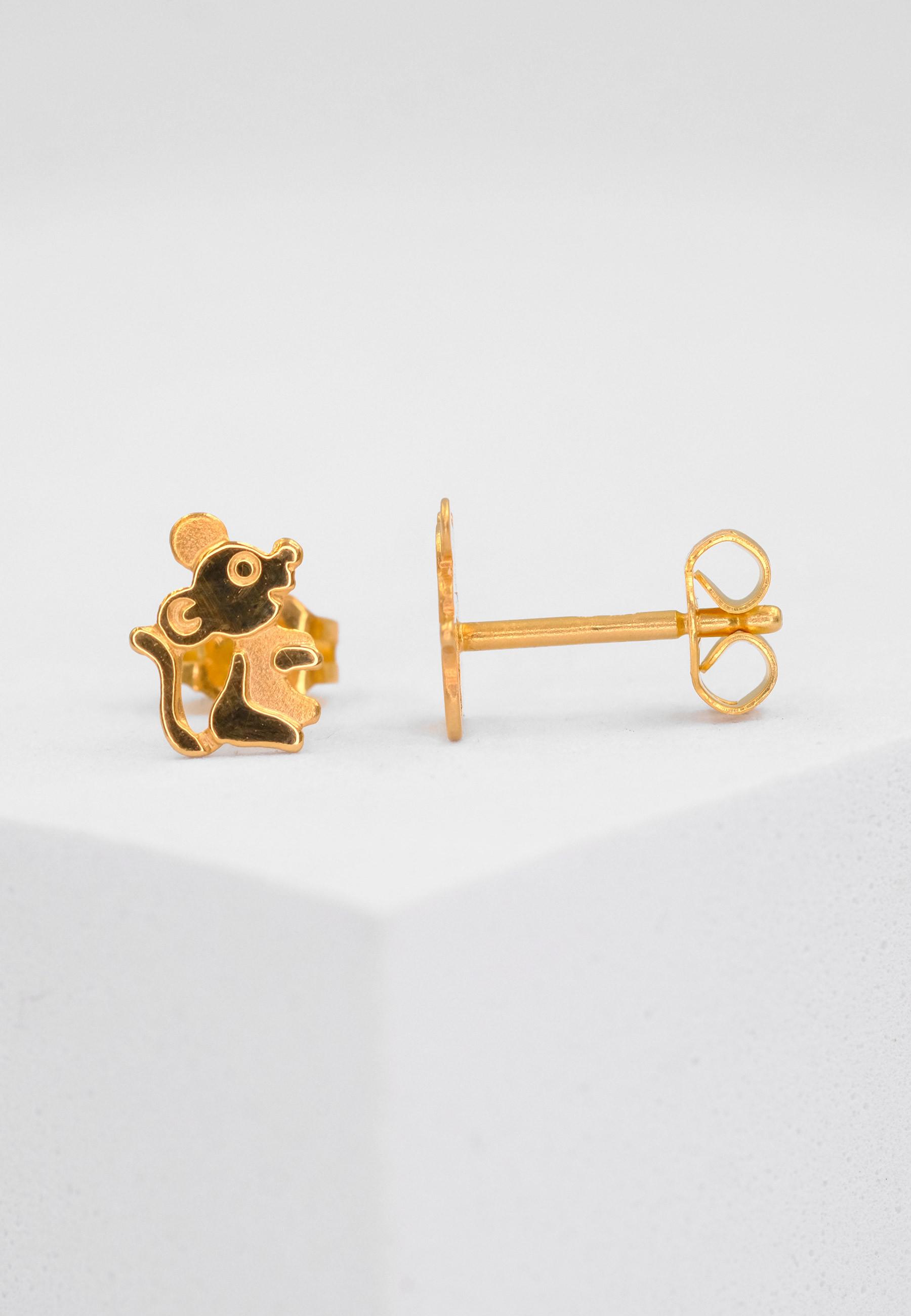 MUAU Schmuck  Ohrstecker Maus Gelbgold 750, 8x6mm 