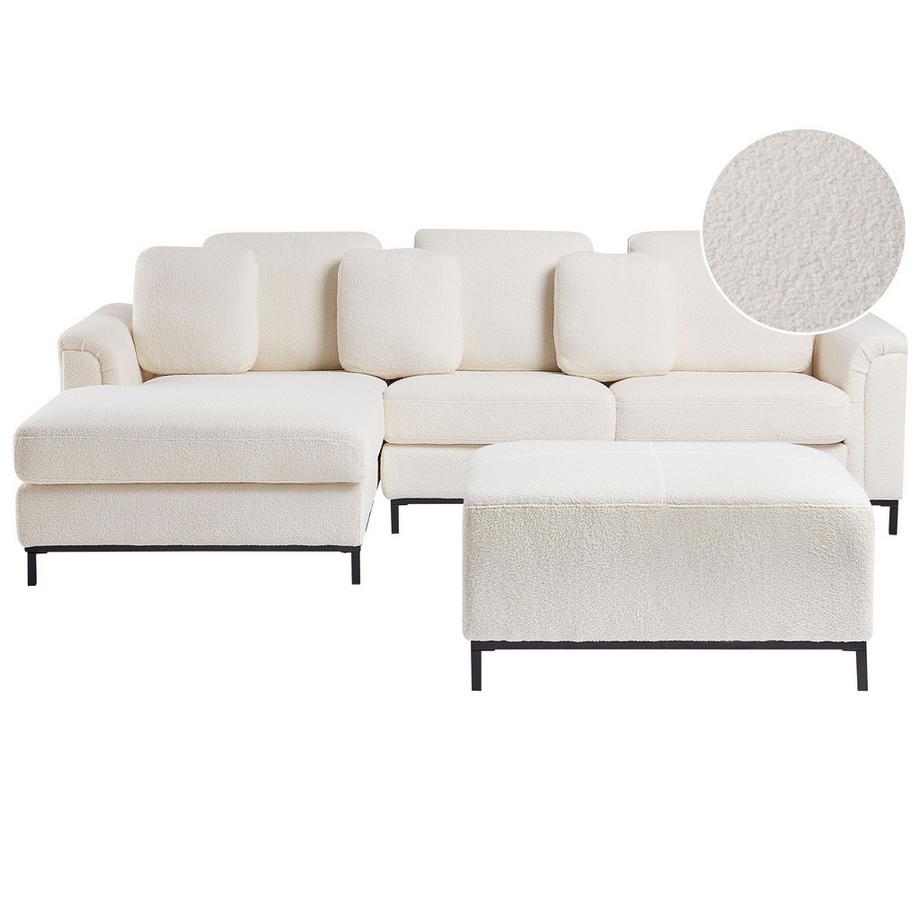 Rechtsseitiges Ecksofa mit Ottomane aus Bouclé  OSLO