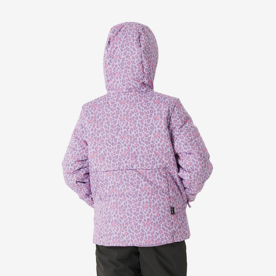 WEDZE  Doudoune de ski chaude pour enfant 6-14 ans, 100 WARM mauve à motifs léopard 
