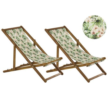 Beliani Set mit 2 klappbaren Liegestühlen aus Stoff Modern ANZIO  