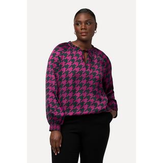 Ulla Popken Raso Pied-de-poule Boxy Blusa Maniche Lunghe  