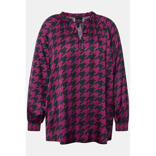 Ulla Popken Raso Pied-de-poule Boxy Blusa Maniche Lunghe  
