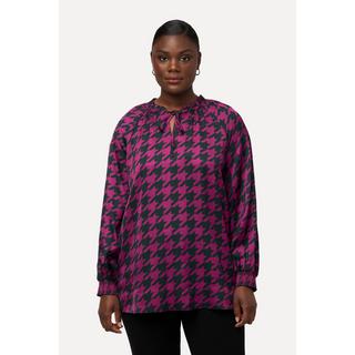 Ulla Popken Raso Pied-de-poule Boxy Blusa Maniche Lunghe  