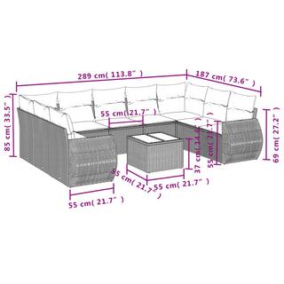 VidaXL Ensemble de canapés de jardin rotin synthétique  