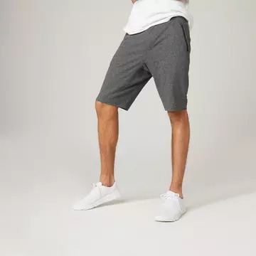 Shorts lang Slim Fitness Baumwolle dehnbar RV-Taschen  dunkel