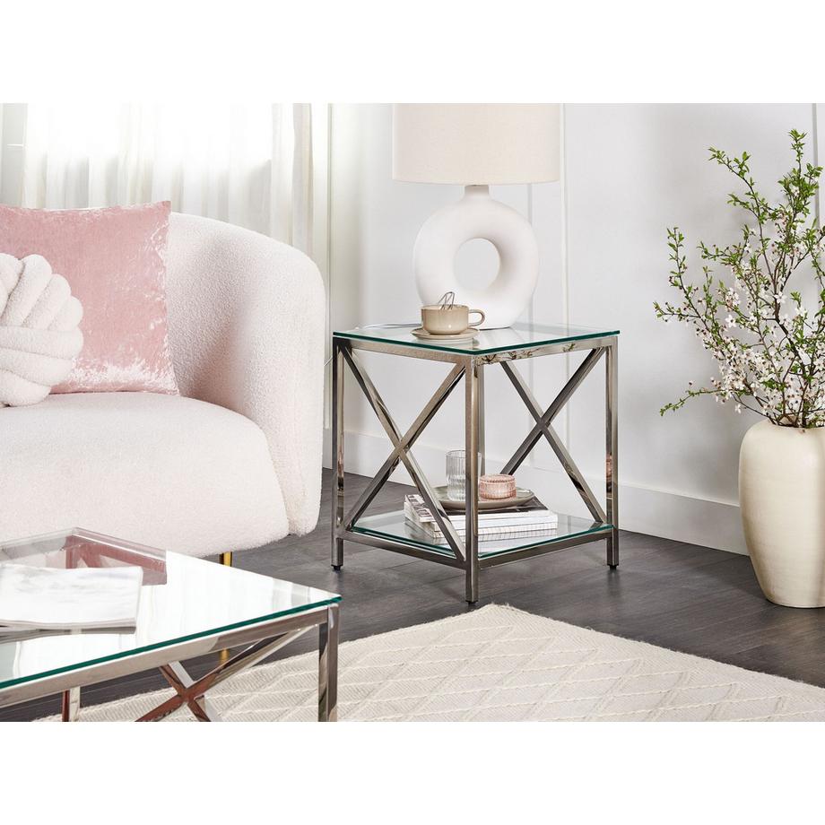 Beliani Table d'appoint en Verre de sécurité Glamour AUDET  