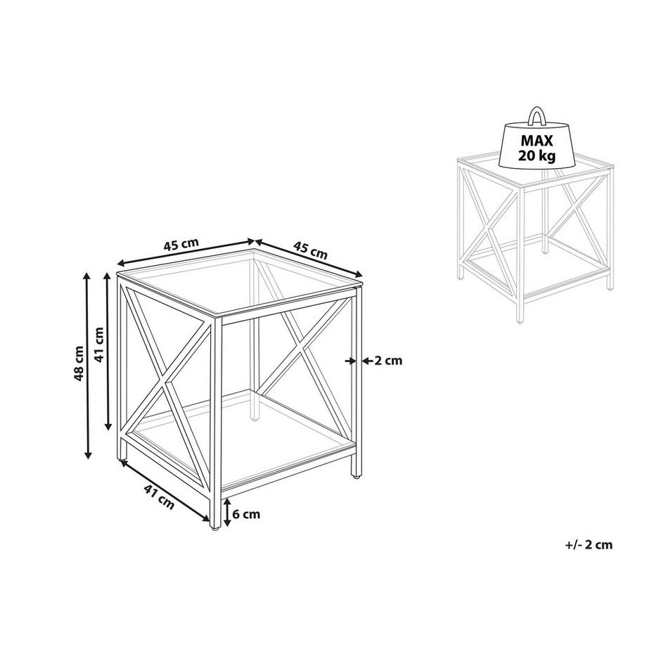 Beliani Table d'appoint en Verre de sécurité Glamour AUDET  