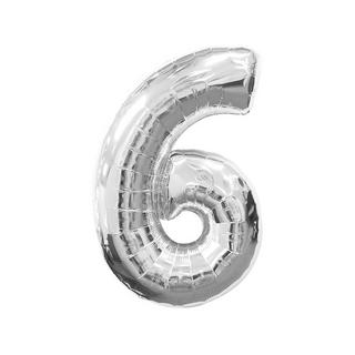amscan  Zahlen Silber Folienballon Nummer 6 Silber (86cm) 