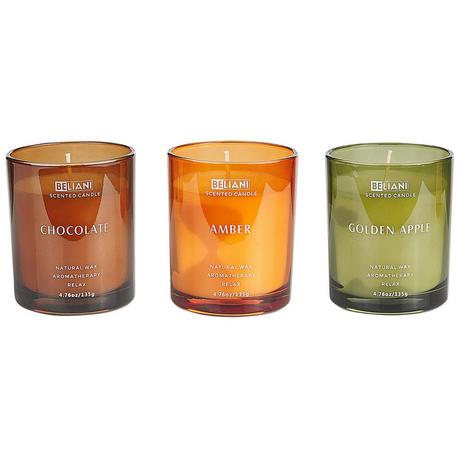 Beliani Lot de 3 bougies parfumées en Cire de soja SHEER JOY  