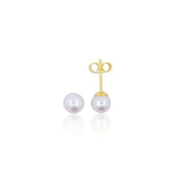 Clous d'oreilles en or jaune 750 perle d'eau douce 6-6,5mm