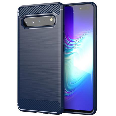 Cadorabo  Hülle für Samsung Galaxy S10 5G TPU Silikon Edelstahl-Karbonfaser Optik 