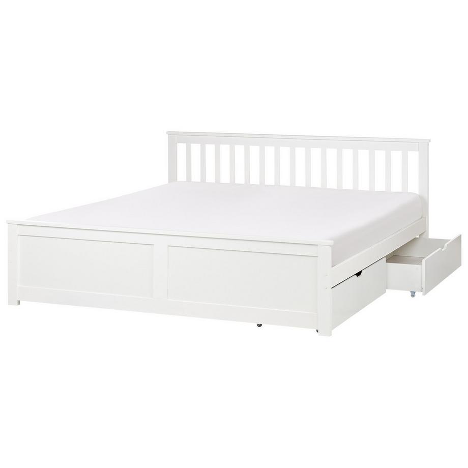 Beliani Bett mit Schubladen aus Kiefernholz  OLENDON  