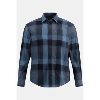 JP1880  Chemise en flanelle à carreaux, manches longues et col Kent - coupe Modern Fit 