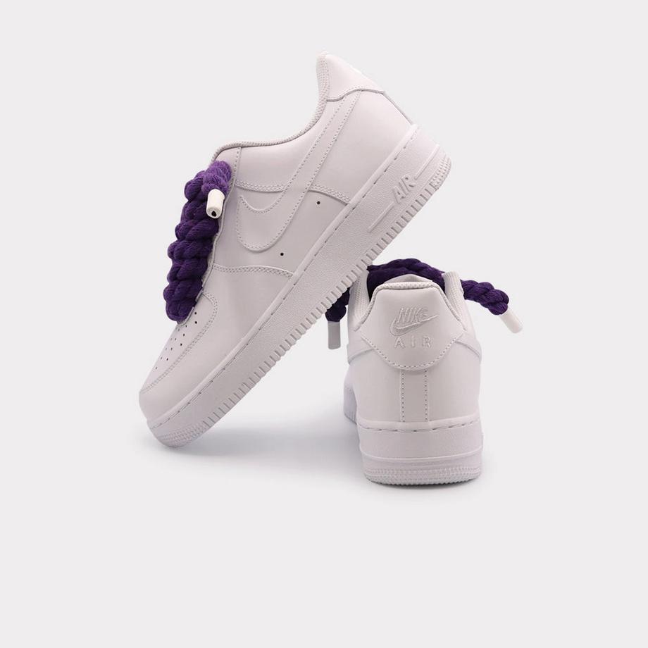 NIKE Air Force 1 White Rope Lace Purple Sneakers  