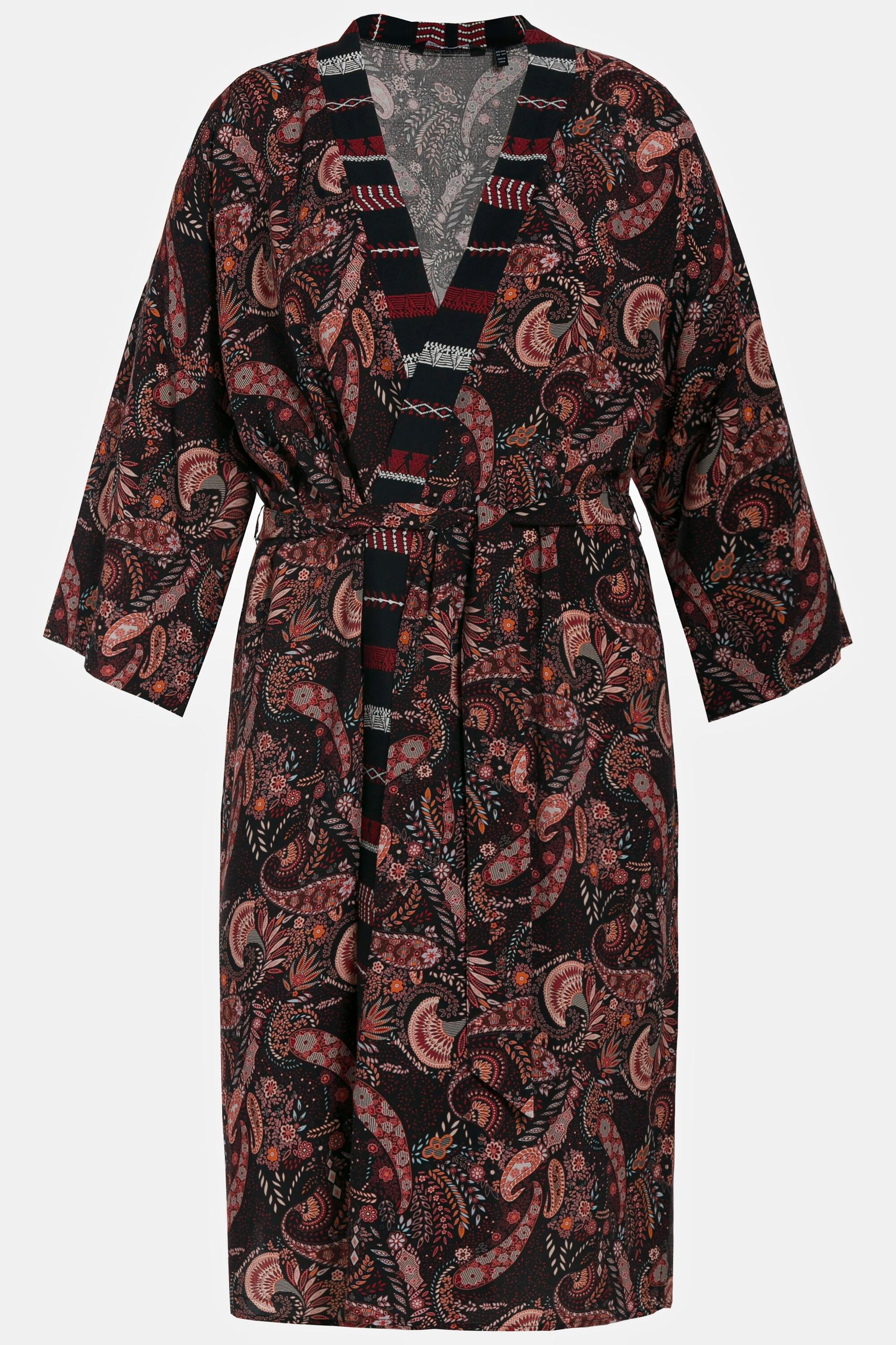 Ulla Popken  Kimono, Paisley, ligne A ouverte, manches 3/4 