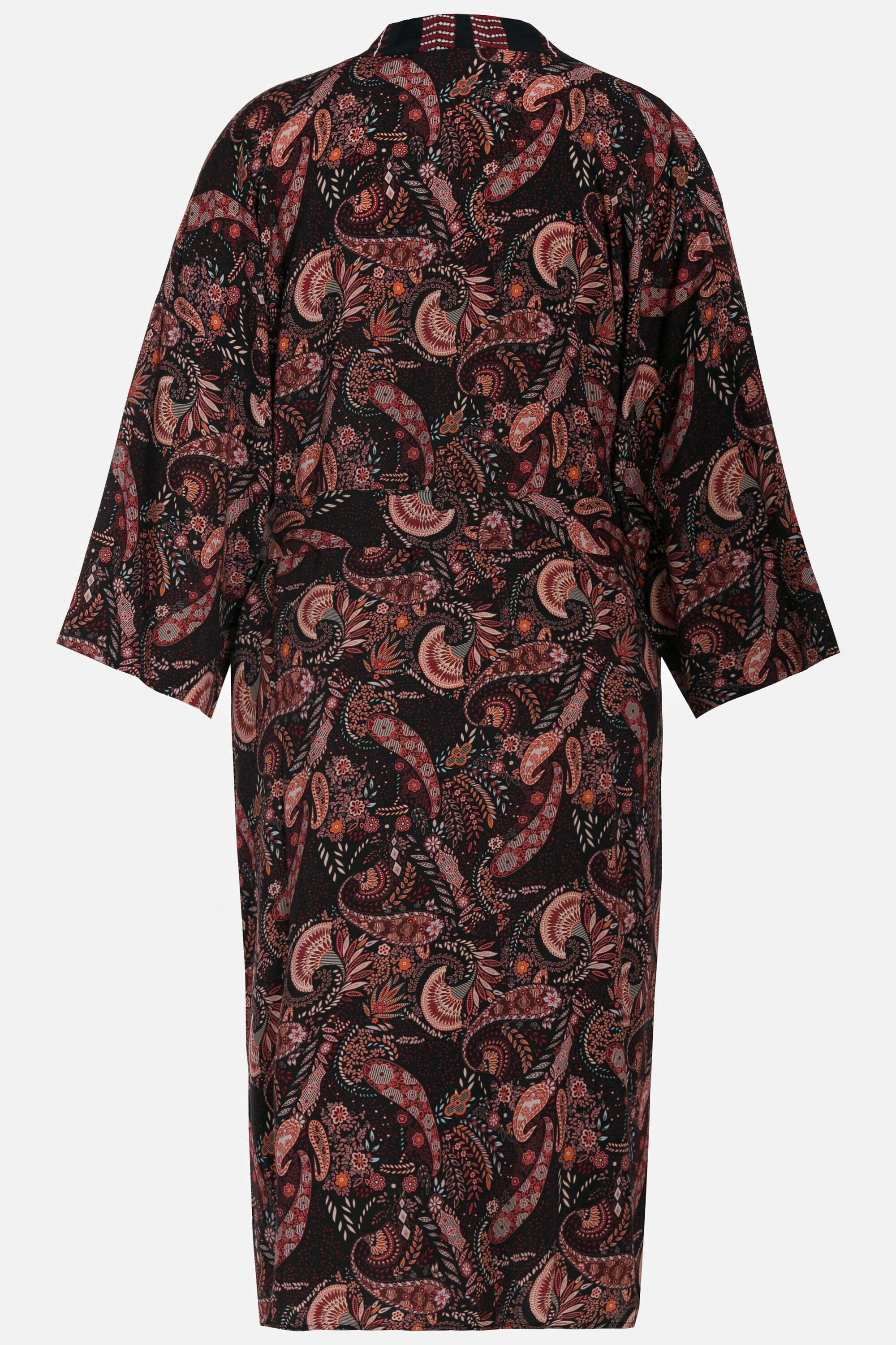 Ulla Popken  Kimono, Paisley, ligne A ouverte, manches 3/4 