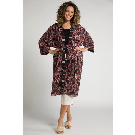 Ulla Popken  Kimono, Paisley, offene A-Linie, 3/4-Arm 