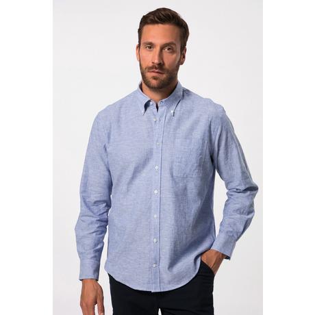 JP1880  Chemise en lin mélangé. Manches longues et col à pointes boutonnées - coupe Modern Fit 