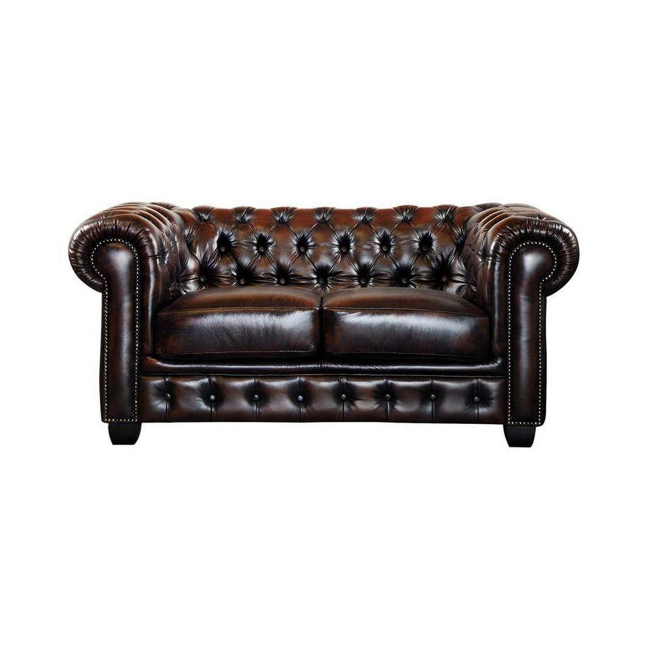LINEA SOFA Chesterfield Ledersofa 2Sitzer Büffelleder BRENTON  