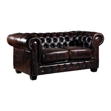 Chesterfield Ledersofa 2Sitzer Büffelleder BRENTON