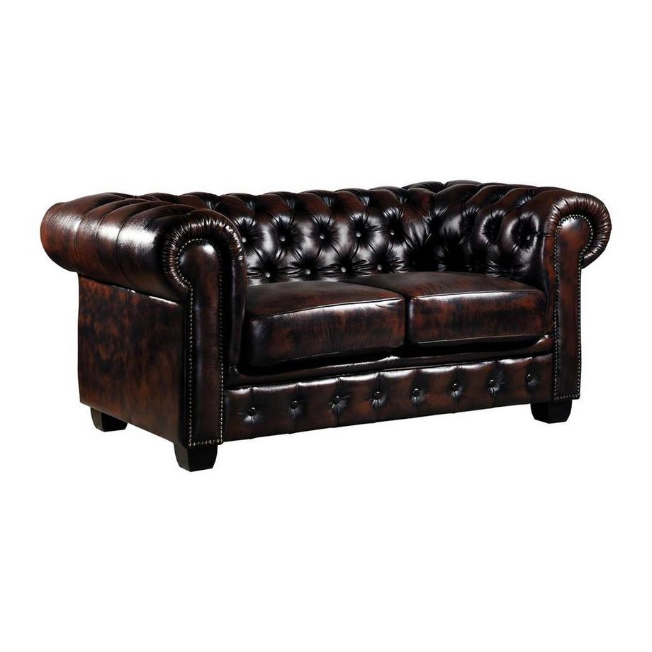 Chesterfield Ledersofa 2Sitzer Büffelleder BRENTON