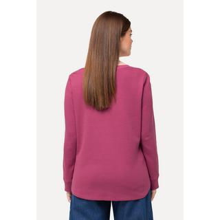 Ulla Popken  Sweatshirt, Waffelstruktur, V-Ausschnitt, Biobaumwolle 