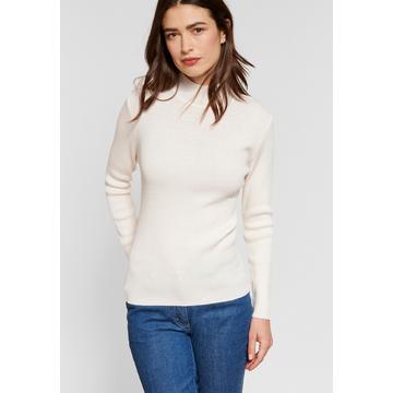 Pull-chaussette col montant unis et rayés, 50% laine mérinos.