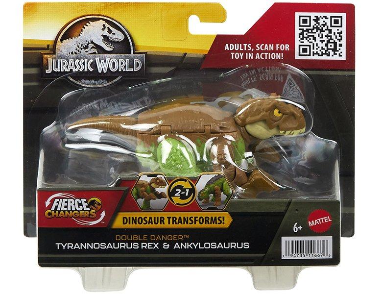 Mattel  Jurassic World Fierce Changers Tyrannosaurus Rex & Ankylosaurus Braun 
