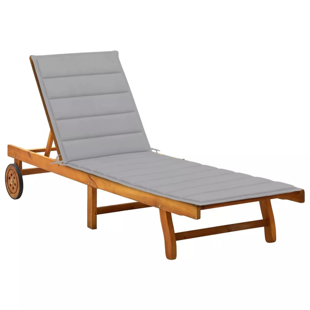 VidaXL - Chaise longue bois d'acacia, One Size, Gris