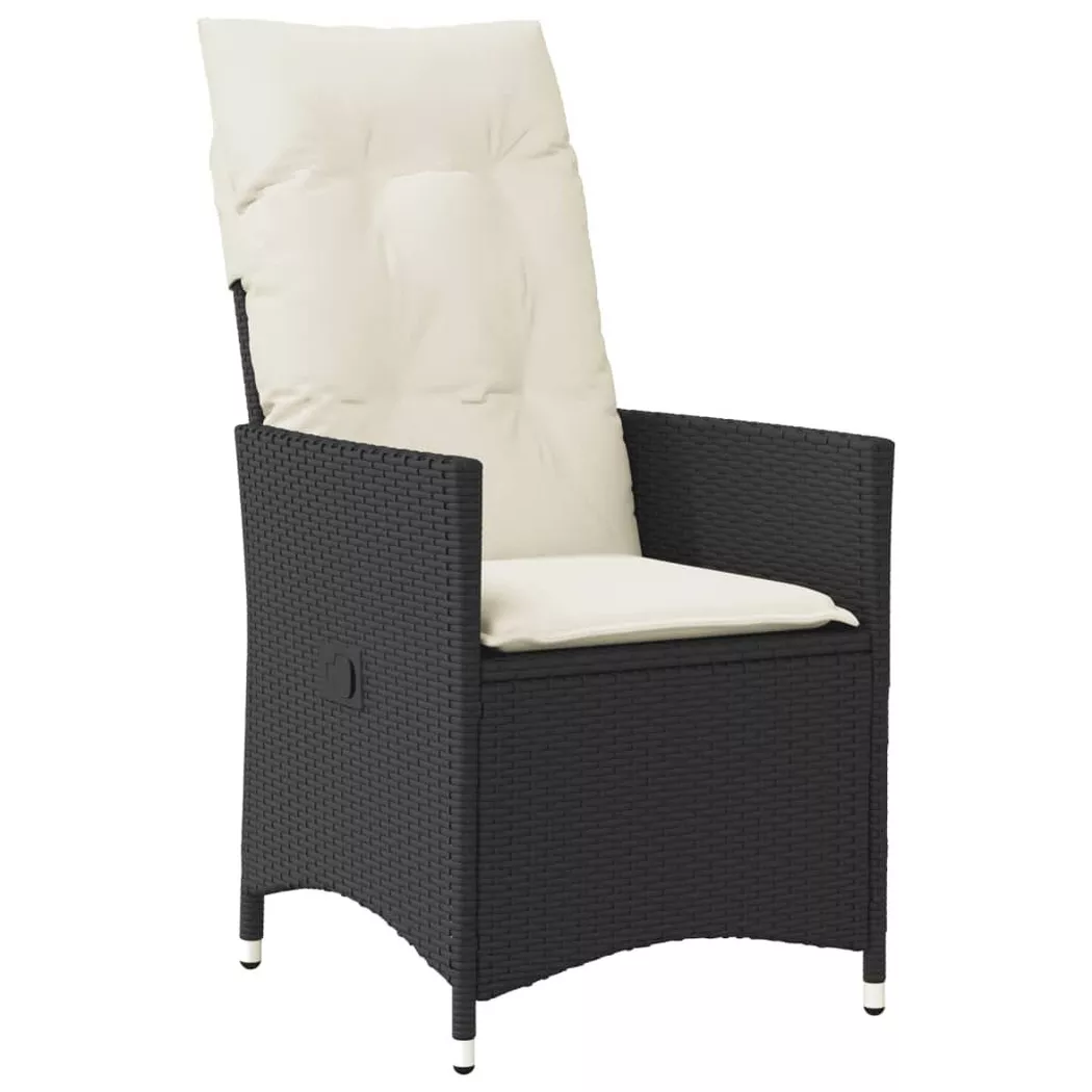 VidaXL - sedia reclinabile da giardino Polirattan, One Size, Nero