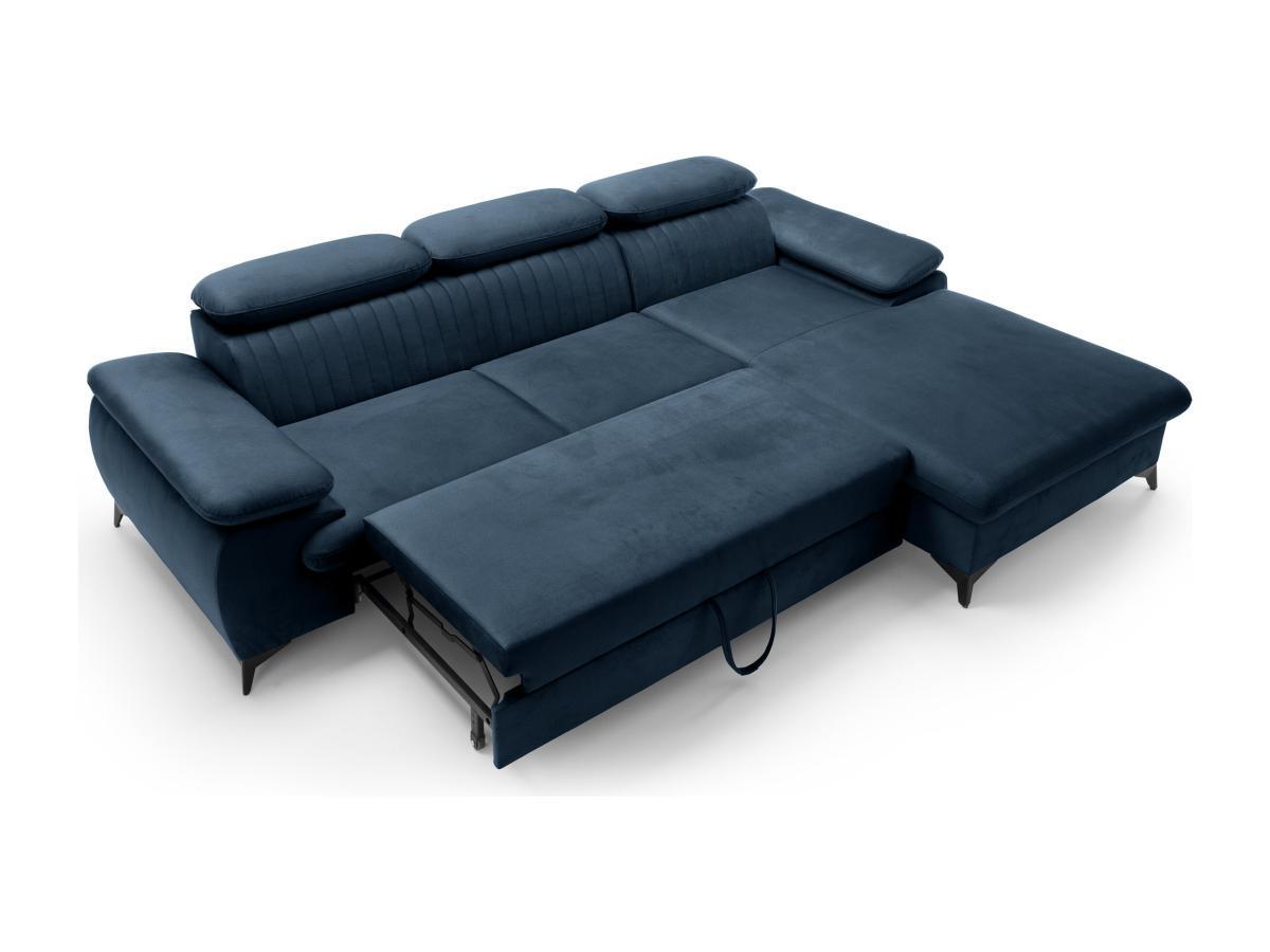 PASCAL MORABITO Canapé d'angle droit convertible en velours bleu nuit SAMARA de Pascal Morabito  