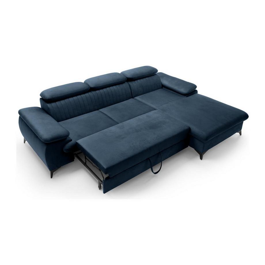 PASCAL MORABITO Ecksofa mit Schlaffunktion - Ecke rechts - Samt - Dunkelblau - SAMARA von PASCAL MORABITO  