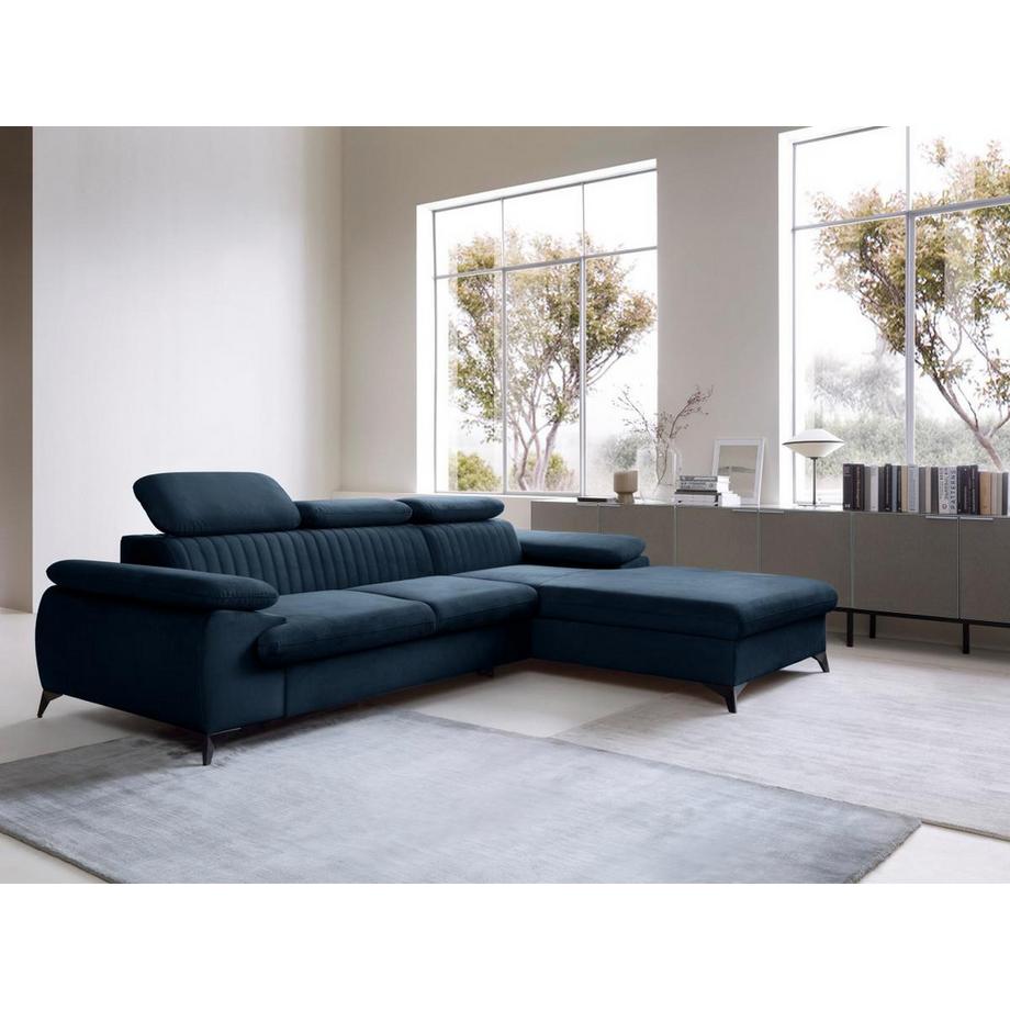 PASCAL MORABITO Ecksofa mit Schlaffunktion - Ecke rechts - Samt - Dunkelblau - SAMARA von PASCAL MORABITO  