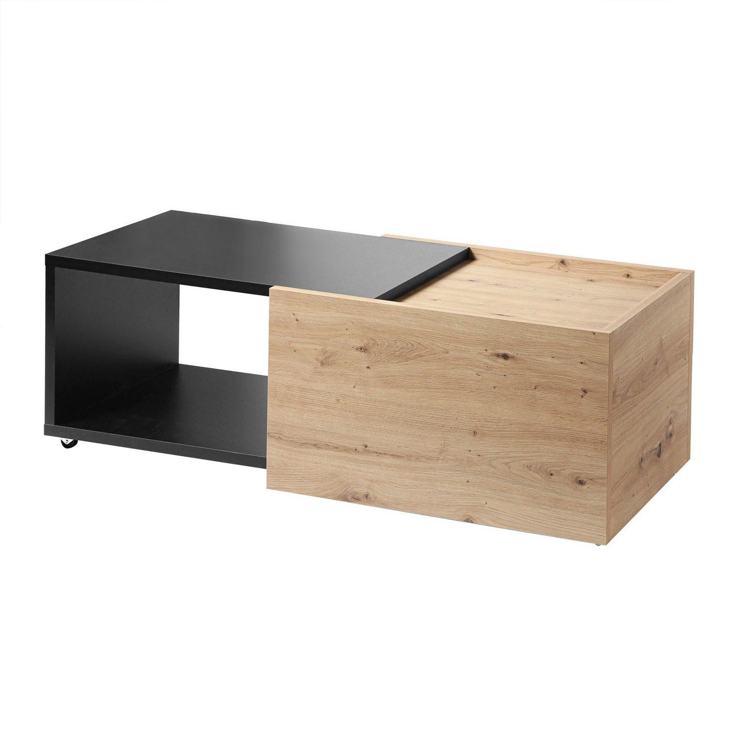 Calicosy Table Basse Extensible avec Caisson Coulissant L74-125 cm - Slide  